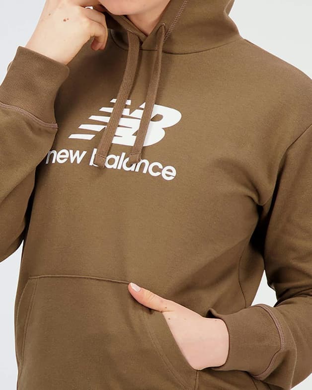 Sudadera con capucha New Balance Essentials Stacked Logo marrón blanco mujer - #2