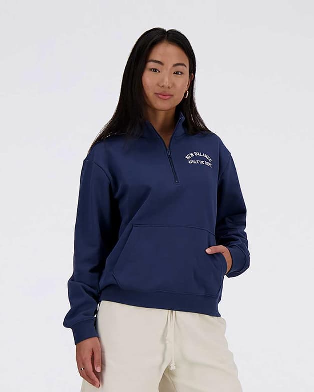 Sudadera New Balance Greatest Hit 1/4 Zip azul marino oscuro mujer - #4