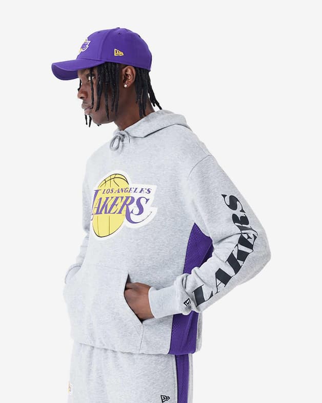 Sudadera con capucha New Era NBA Mesh Panel OS Los Angeles Lakers gris - #1