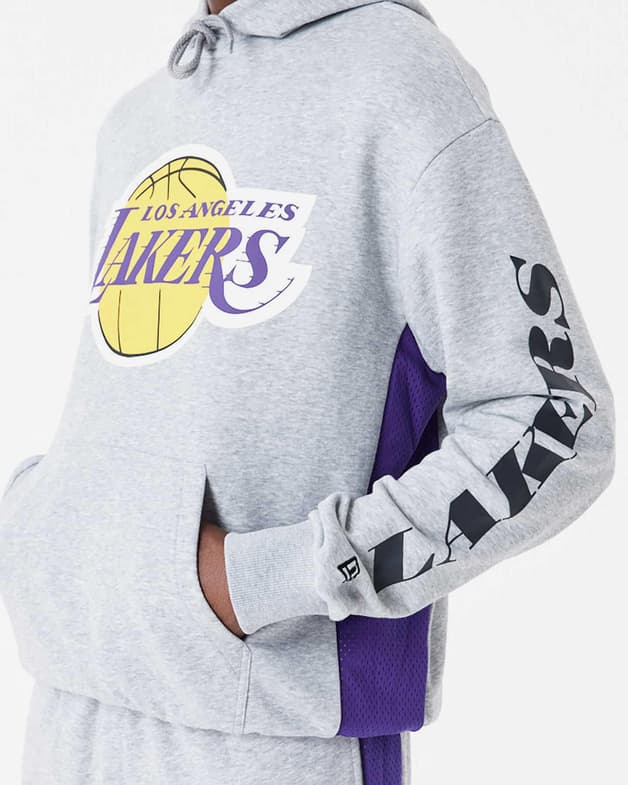 Sudadera con capucha New Era NBA Mesh Panel OS Los Angeles Lakers gris - #5