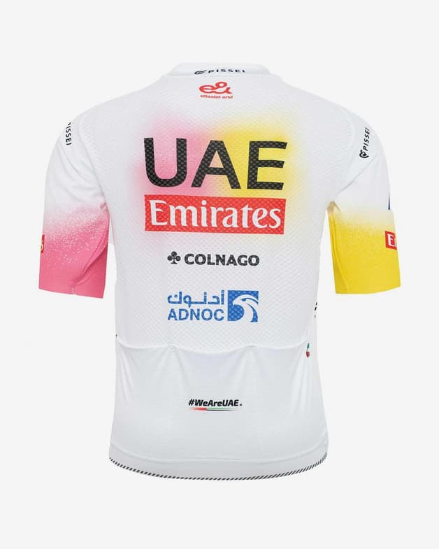 UAE Team Emirates Officiel Giro + Tour 2024 kortærmet cykeltrøje hvid pink gul - #2