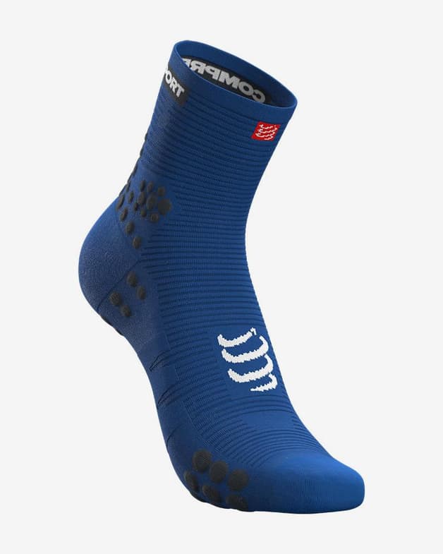 Calcetines Compressport Pro Racing Socks v3.0 Run High azul logo blanco - #1