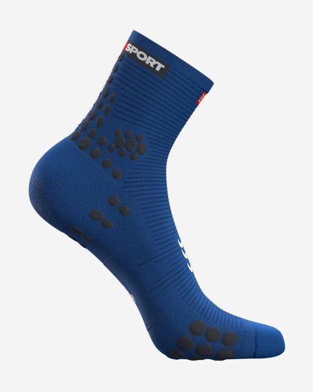 Calcetines Compressport Pro Racing Socks v3.0 Run High azul logo blanco - #2