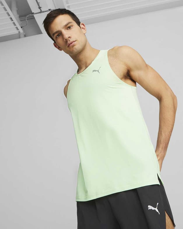Camiseta Puma Run Cloudspun Single sin mangas verde claro gris claro - #3