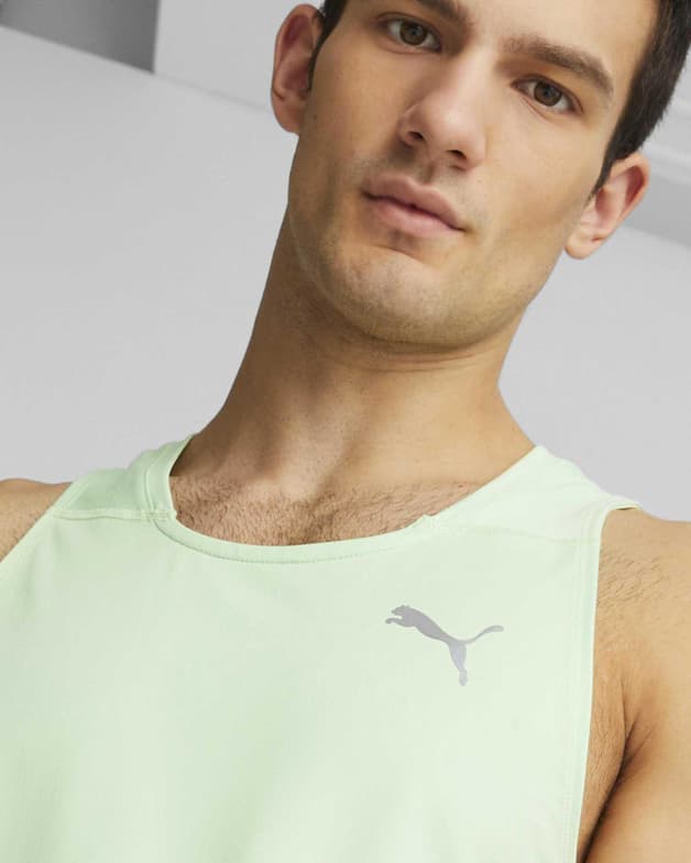 Camiseta Puma Run Cloudspun Single sin mangas verde claro gris claro - #6