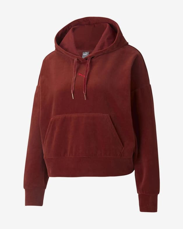 Sudadera con capucha Puma Velour granate mujer - #1