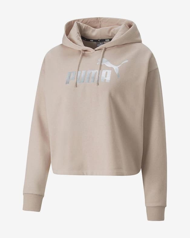 Sudadera Puma Essentials+ Metallic Logo C rosa gris claro mujer - #1