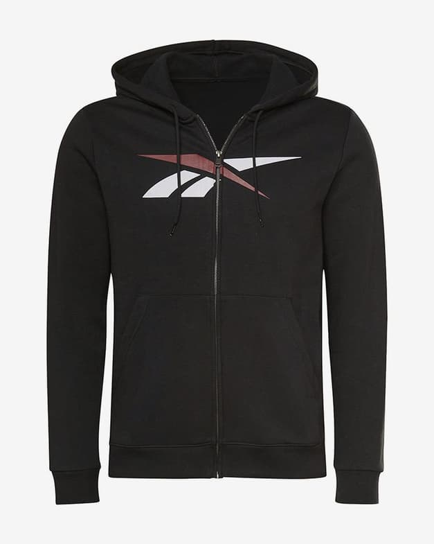 Sudadera con capucha Reebok Training Essentials Vector Zip-Up Full Zip negro blanco rojo - #1