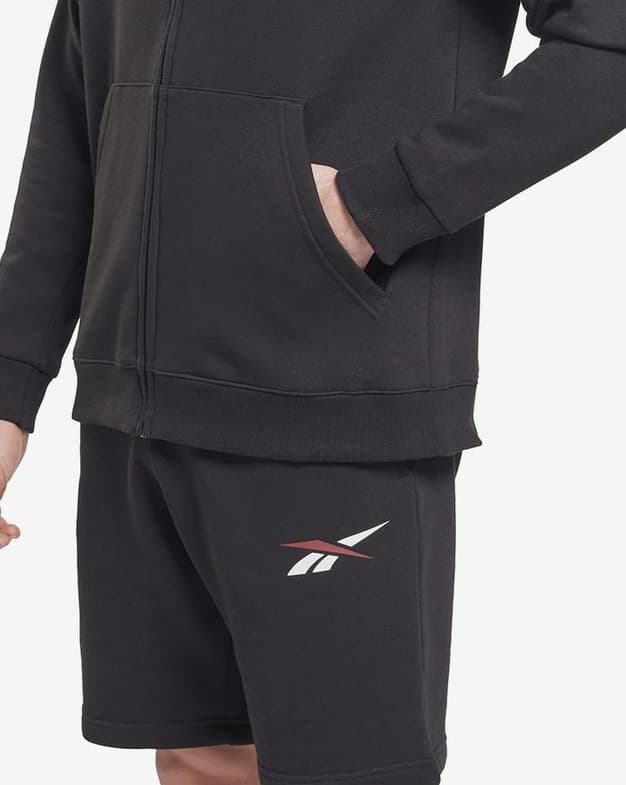 Sudadera con capucha Reebok Training Essentials Vector Zip-Up Full Zip negro blanco rojo - #5