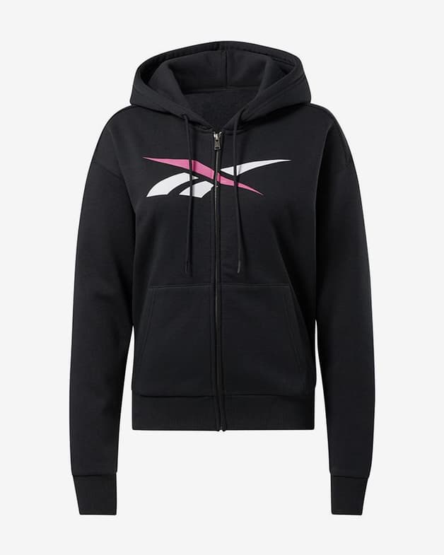 Sudadera con capucha Reebok Training Essentials Vector Full Zip negro blanco rojo mujer - #1
