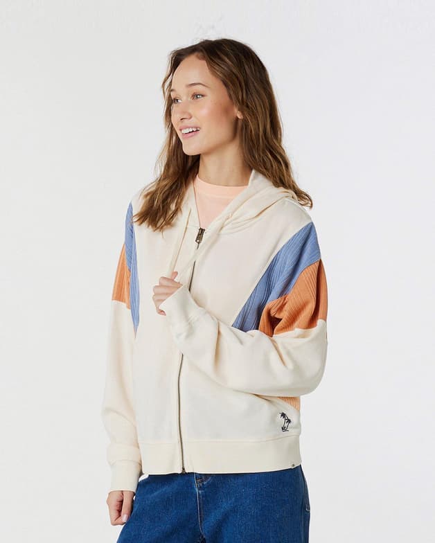Sudadera con capucha Rip Curl Melting Waves Full Zip blanco azul naranja mujer - #2