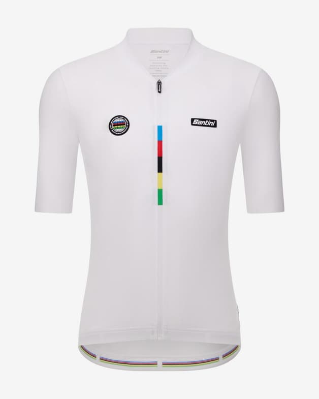 Santini x UCI World Champion Maillot kortærmet hvid - Slim Fit - #1