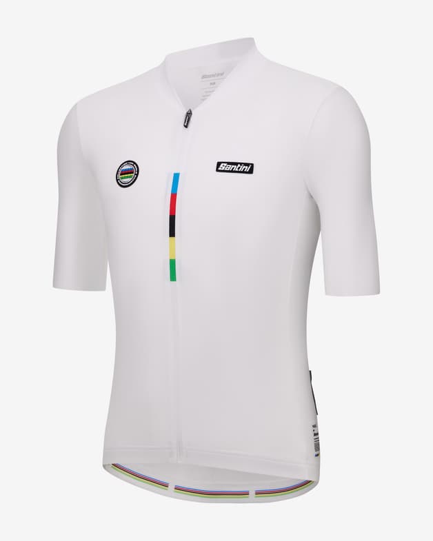 Santini x UCI World Champion Maillot kortærmet hvid - Slim Fit - #3