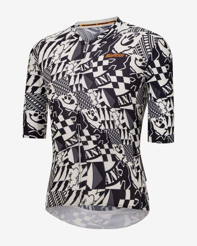 Santini 60 Years Of Cycling Maillot kortærmet hvid sort - Slim Fit - #3