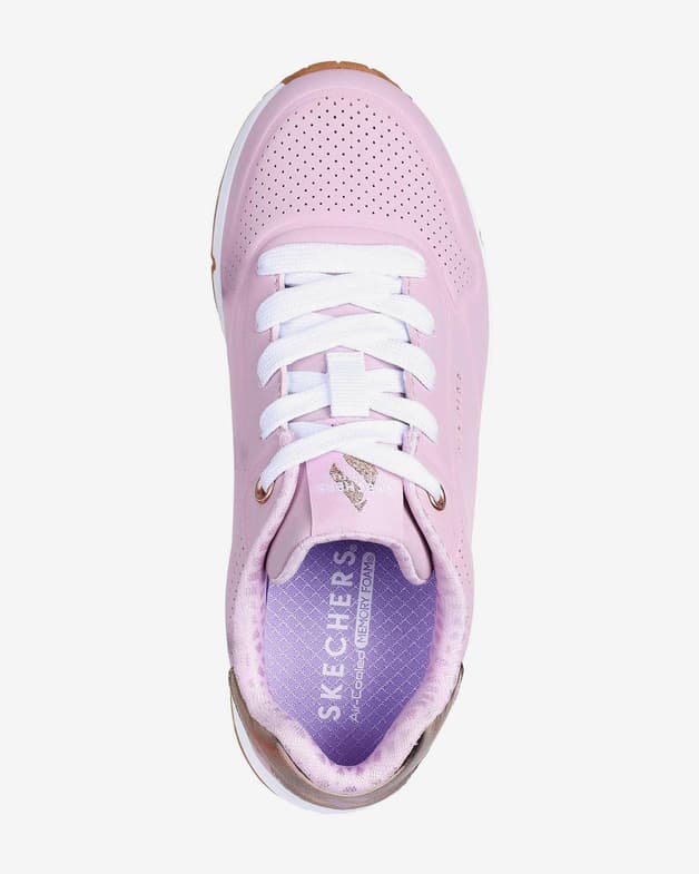 Zapatillas Skechers Uno Gen1 rosa claro plateado blanco infantil - #3