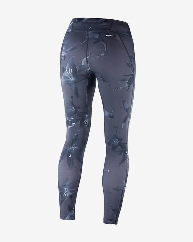 Malla larga Salomon Agile Long Tight estampado azul oscuro mujer - #2