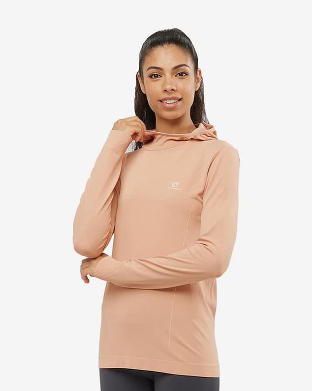 Sudadera con capucha Salomon Essential Seamless rosa claro mujer - #4