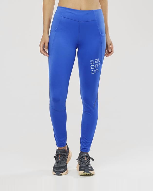 Malla larga Salomon Cross Run 28" azul real mujer - #2