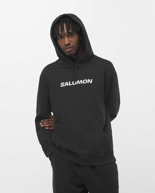 Sudadera con capucha Salomon Logo Performance negro blanco - #2