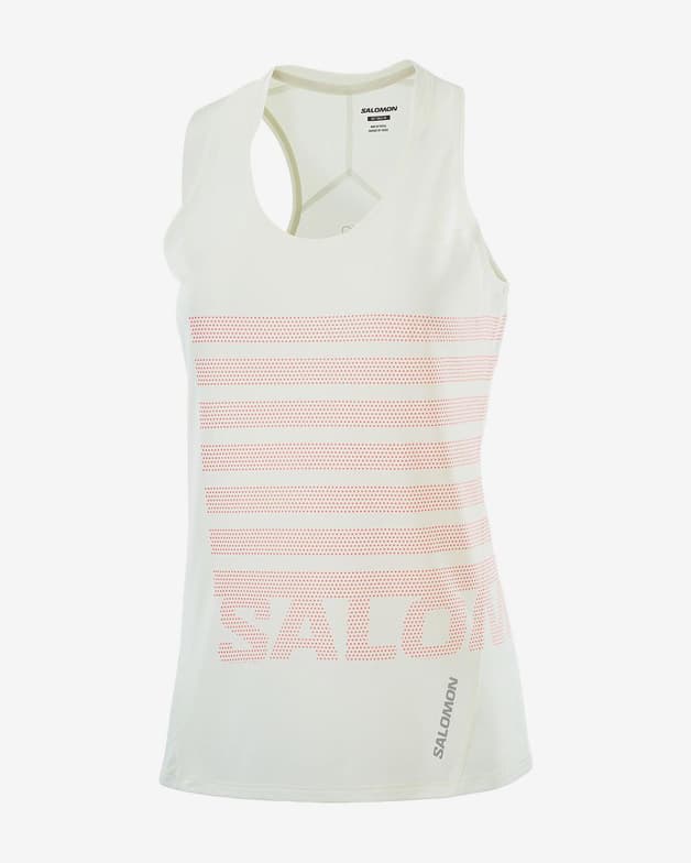Camiseta Salomon Sense Aero Singlet GFX sin mangas blanco rosa mujer - #1