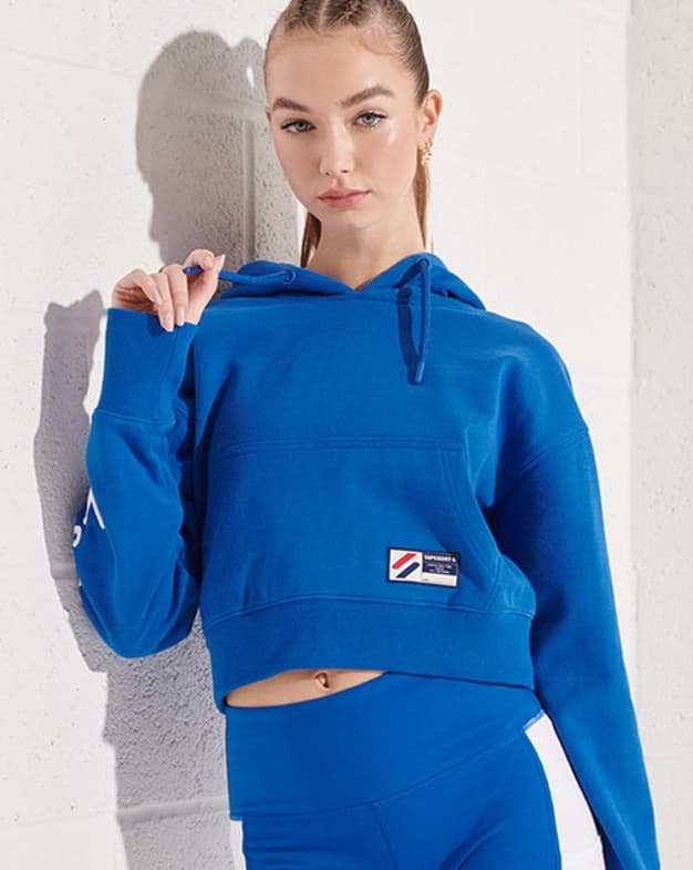 Sudadera con capucha Superdry Graphic Boxy azul mujer - #1