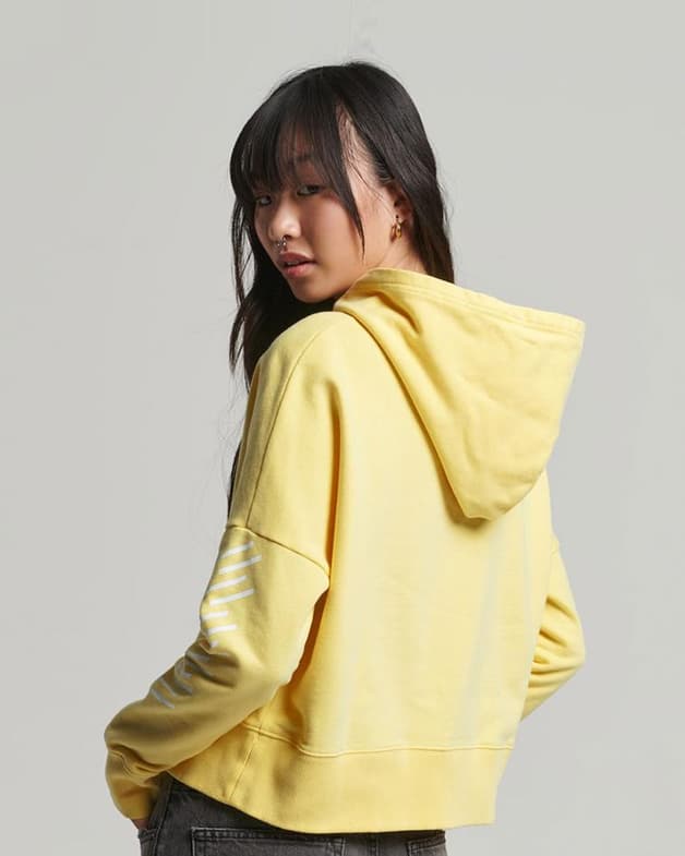 Sudadera con capucha Superdry Code Core Sport Crop Box amarillo mujer - #2