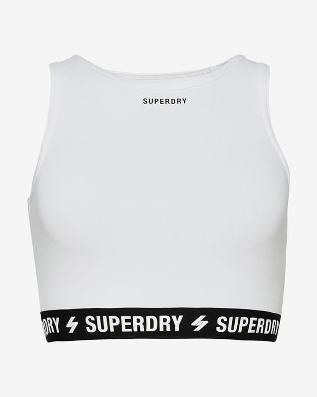 Camiseta Superdry Code Elastic Crop sin mangas blanco negro mujer - #1