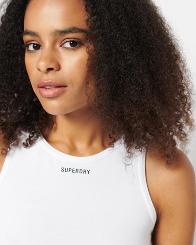 Camiseta Superdry Code Elastic Crop sin mangas blanco negro mujer - #4