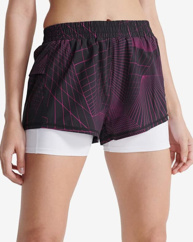 Pantalón corto Superdry Double Layer granate lila blanco mujer - #1
