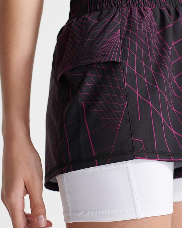 Pantalón corto Superdry Double Layer granate lila blanco mujer - #4