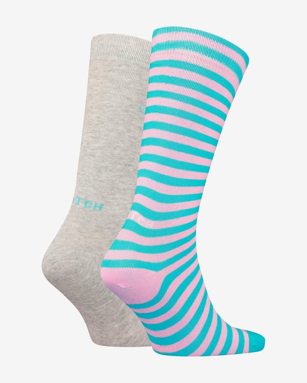 Calcetines Scotch & Soda Stripe Classic gris rosa turquesa (2 unidades) - #2