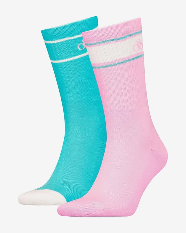 Calcetines Scotch & Soda Stripe Logo rosa turquesa (2 unidades) - #1