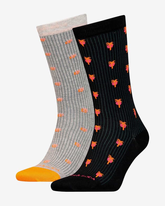 Calcetines Scotch & Soda Palm gris naranja (2 unidades) - #1