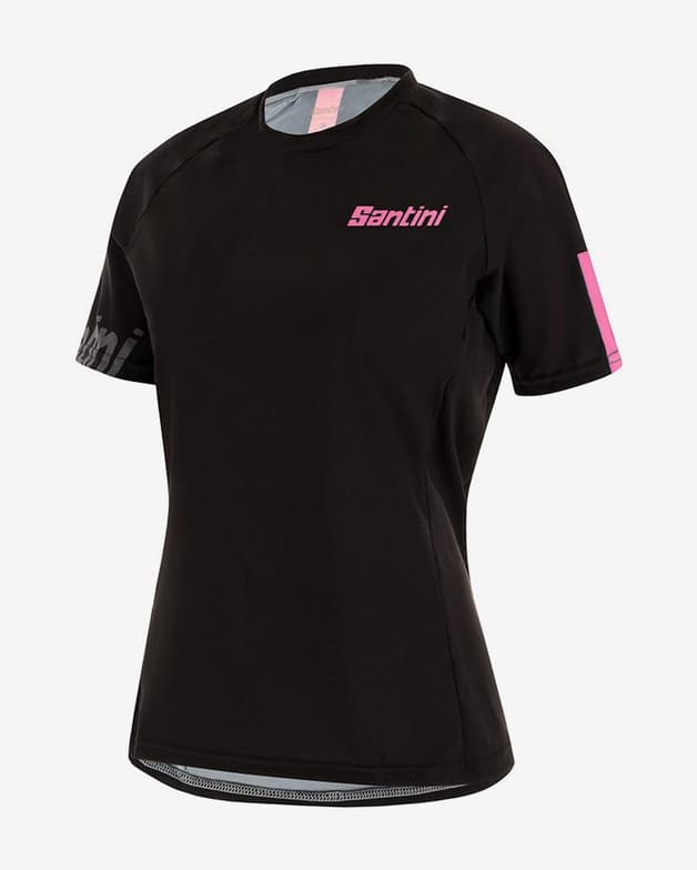 Maillot Santini Sasso MTB manga corta negro fucsia mujer - #2