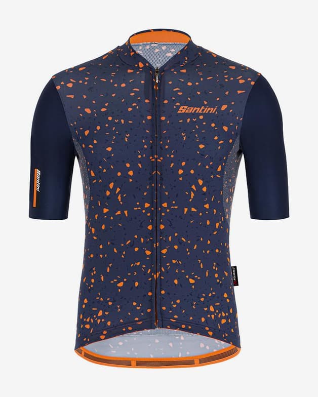 Maillot Santini Delta Pietra Polartec manga corta azul marino naranja - Corte Slim - #1