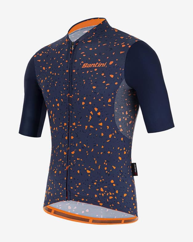 Maillot Santini Delta Pietra Polartec manga corta azul marino naranja - Corte Slim - #2