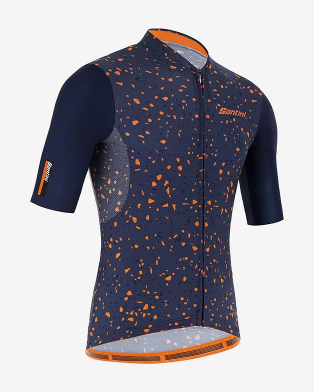 Maillot Santini Delta Pietra Polartec manga corta azul marino naranja - Corte Slim - #4