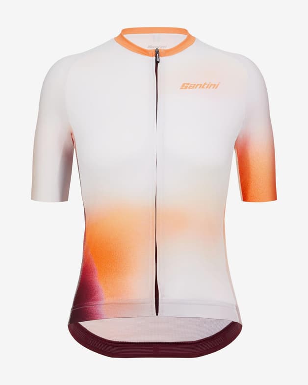 Santini Ombra ECO Micro Polartec cykeltrøje med korte ærmer hvid orange - Slim Fit - #2