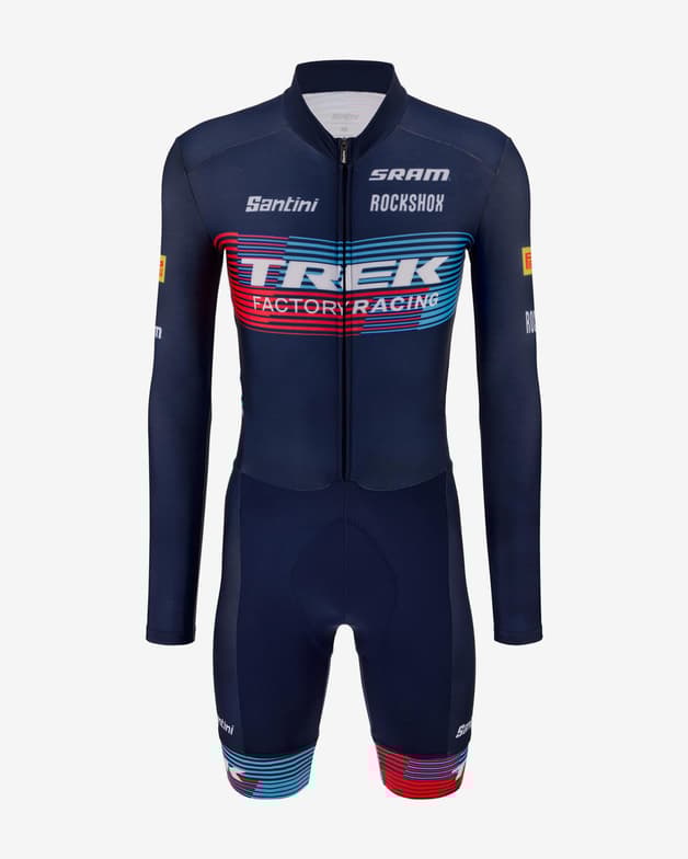 Traje integral Trek Factory Racing XC 2023 Ciclocross Fan Line corto azul rojo - #1