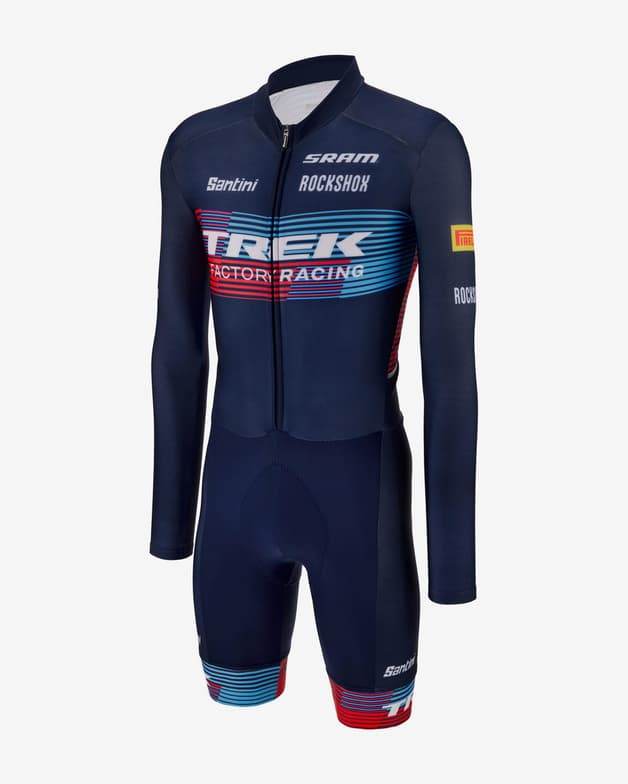 Traje integral Trek Factory Racing XC 2023 Ciclocross Fan Line corto azul rojo - #2