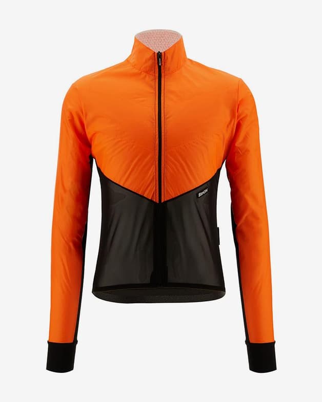 Chaqueta fina cortavientos Santini Redux Lite naranja fluor negro - Corte Slim - #1