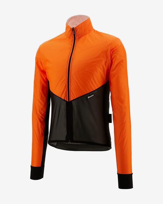 Chaqueta fina cortavientos Santini Redux Lite naranja fluor negro - Corte Slim - #2