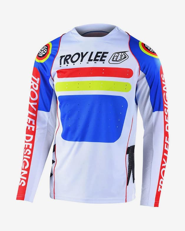 Maillot Troy Lee Designs Sprint manga larga blanco rojo azul - #1