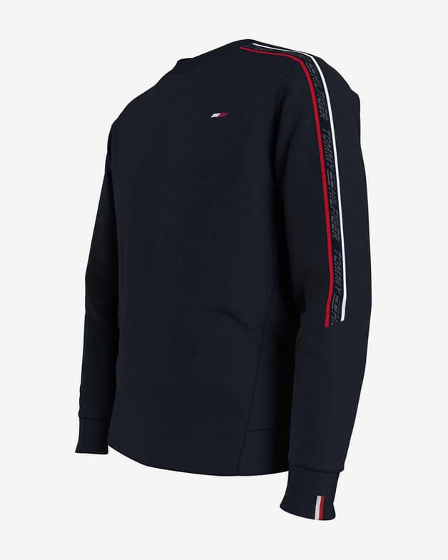 Sudadera Tommy Hilfiger Textured Tape Crew azul oscuro rojo blanco - #3