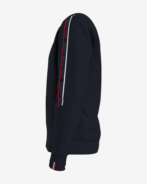 Sudadera Tommy Hilfiger Textured Tape Crew azul oscuro rojo blanco - #4