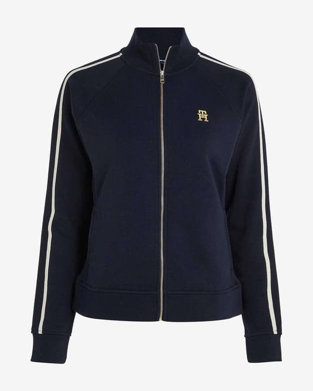 Sudadera Tommy Hilfiger Regular Tape Full Zip azul oscuro amarillo dorado blanco mujer - #1
