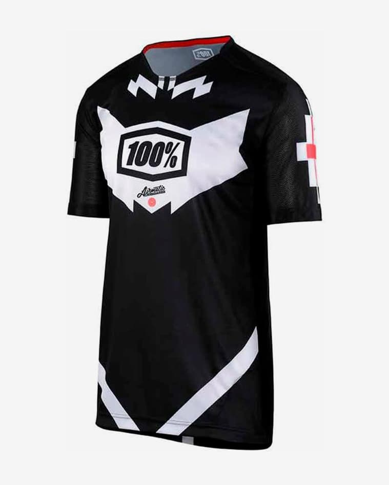 Maillot 100% MTB Airmatic Jeronimo manga corta negro blanco - #1