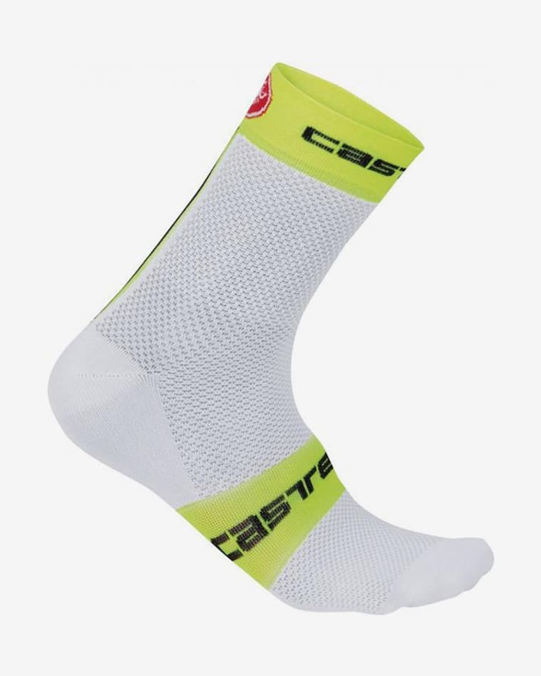 Calcetines Castelli Free 9 cm blanco amarillo flúor - #1