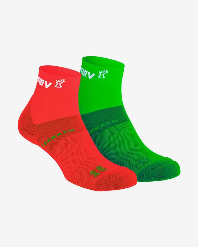 Calcetines Inov-8 All Terrain Sock Mid verde rojo (dos pares) - #1