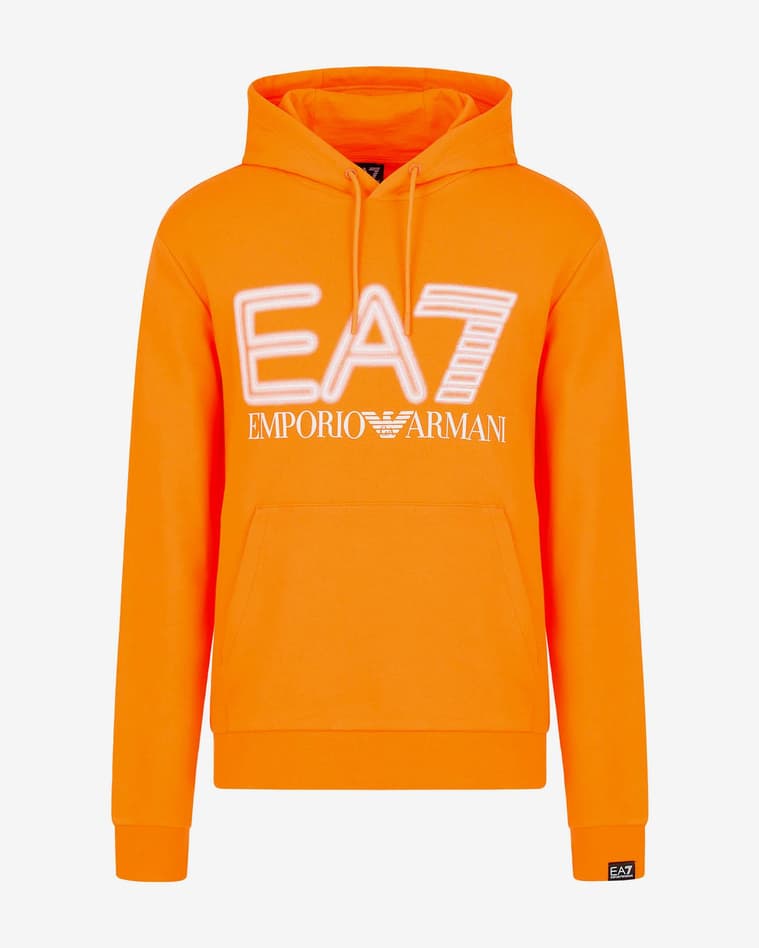 Sudadera con capucha EA7 Train Logo Series Oversize Logo naranja blanco - #1